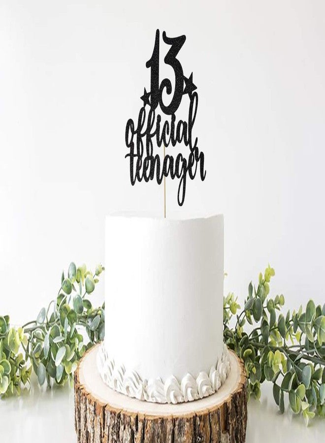 ZLPDS Teens Happy 13th Birthday Cake Topper, Boys Girls Teenager 13th Birthday Party Decorations, Thirteen Years Old Birthday Party Decor, Black Glitter - Image 2